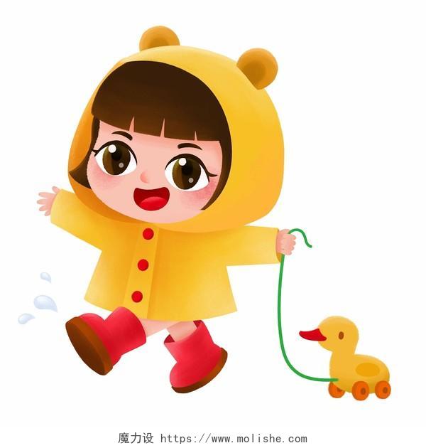 黄色雨衣的可爱小女孩PS素材小孩儿童